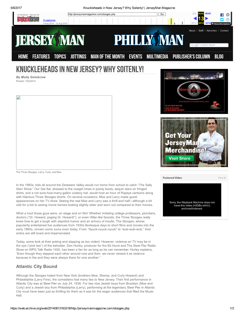 Jerseyman Magazine Go JUL AUG MAR F ❎ 8 Captures 13  ⍰ 9 Aug 2014 ­ 12 Aug 2016 2013 2014 2016 ▾ About This Capture