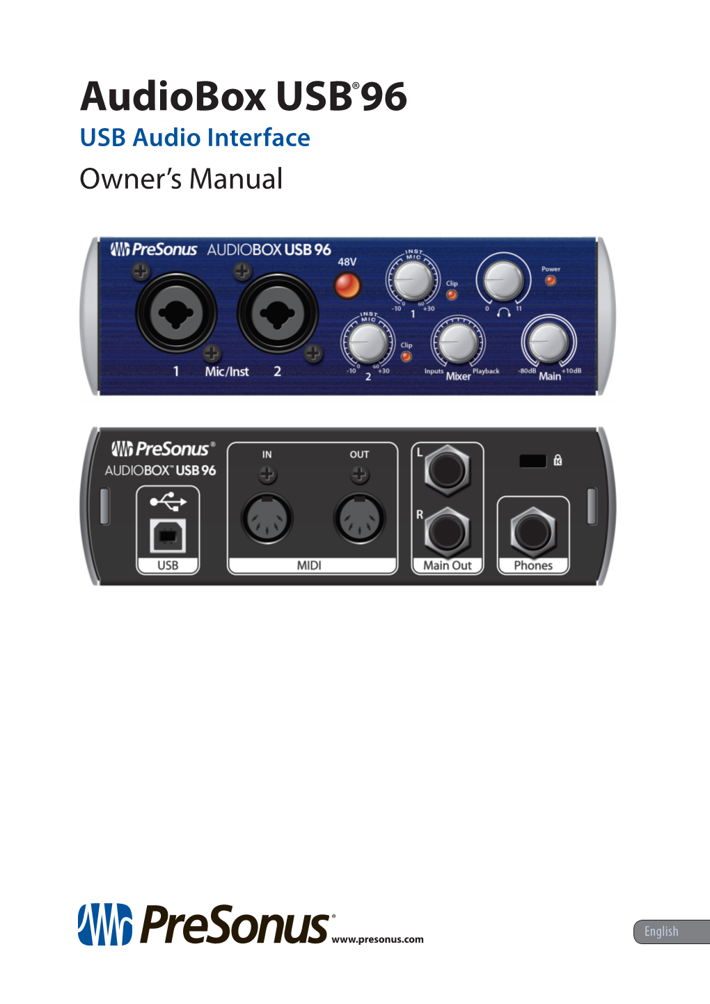 Presonus Audiobox USB 96 USB Audio Interface Owners Manual