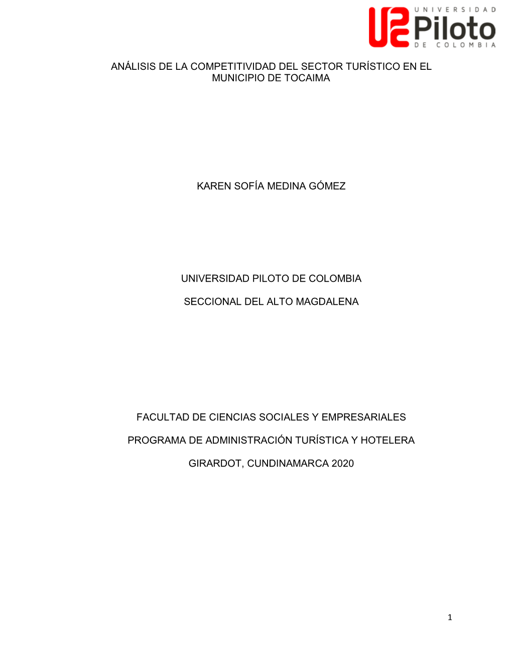 Análisis De La Competitividad Del Sector Turístico En El Municipio De Tocaima