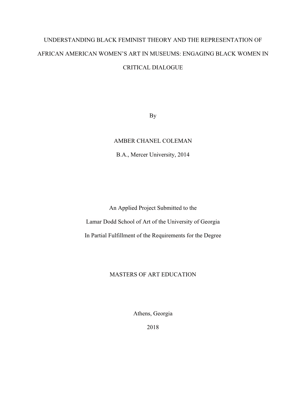 Understanding Black Feminist Theory and the Representation of African American Women's Art in Museums