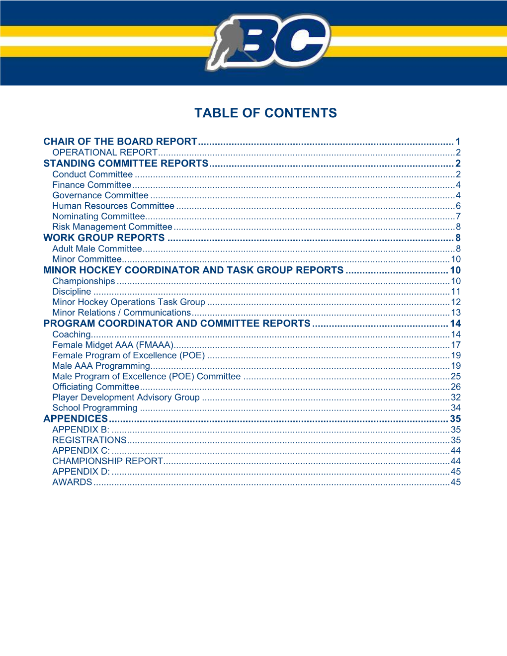 Table of Contents