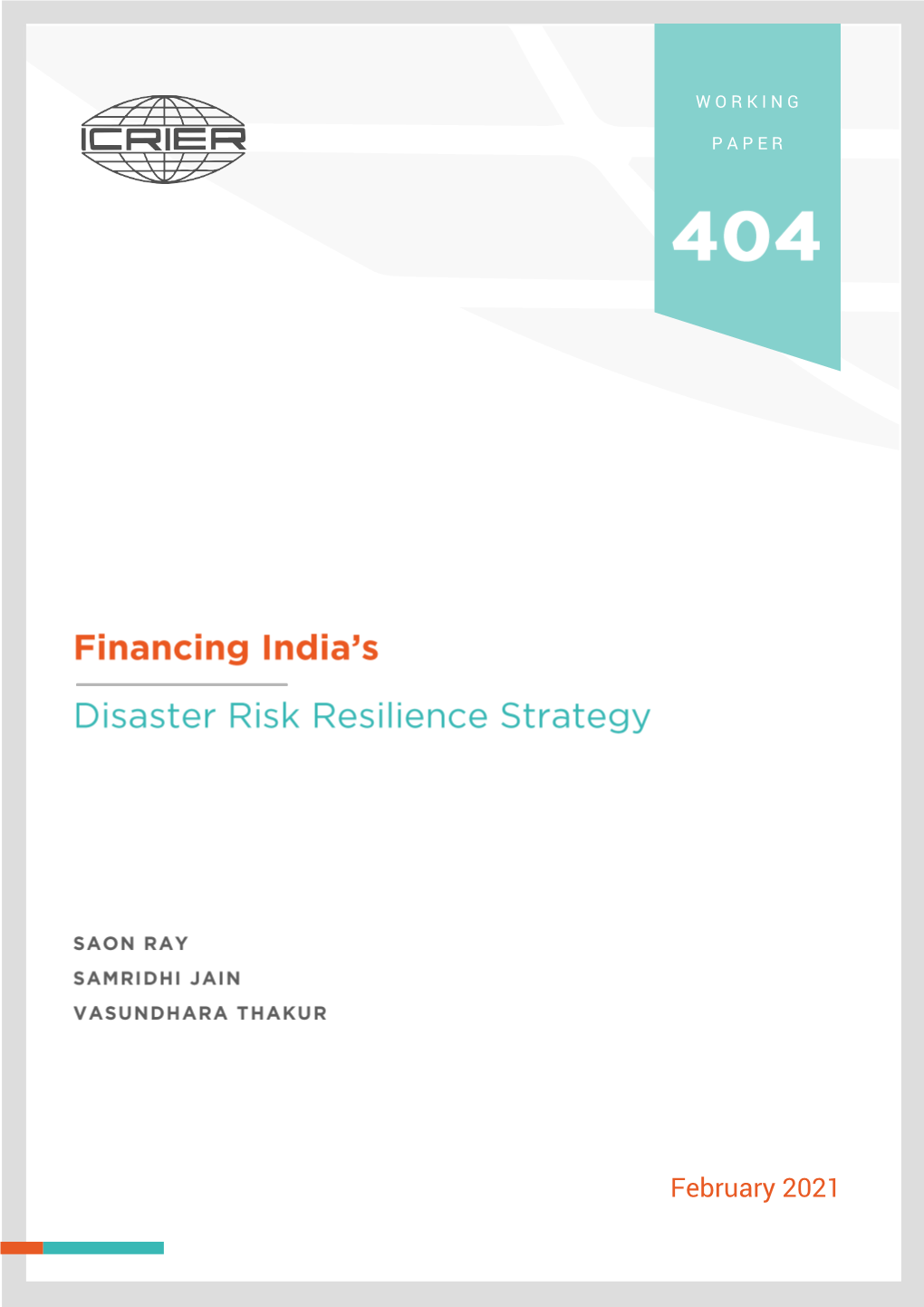 Financing India's Disaster Risk Resilience Strategy
