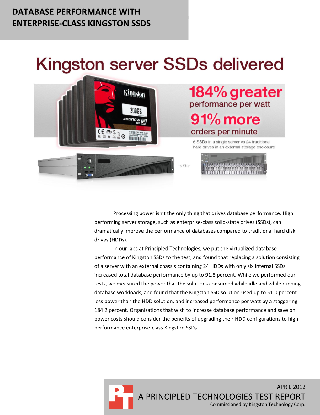 Database Performance with Enterprise-Class Kingston Ssds