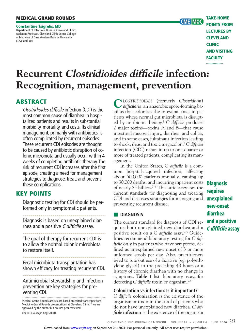 Recurrent Clostridioides Difficile Infection by Disrupting the Mouth for 10 Days Followed by Rifaximin Normal Colonic Microbiota