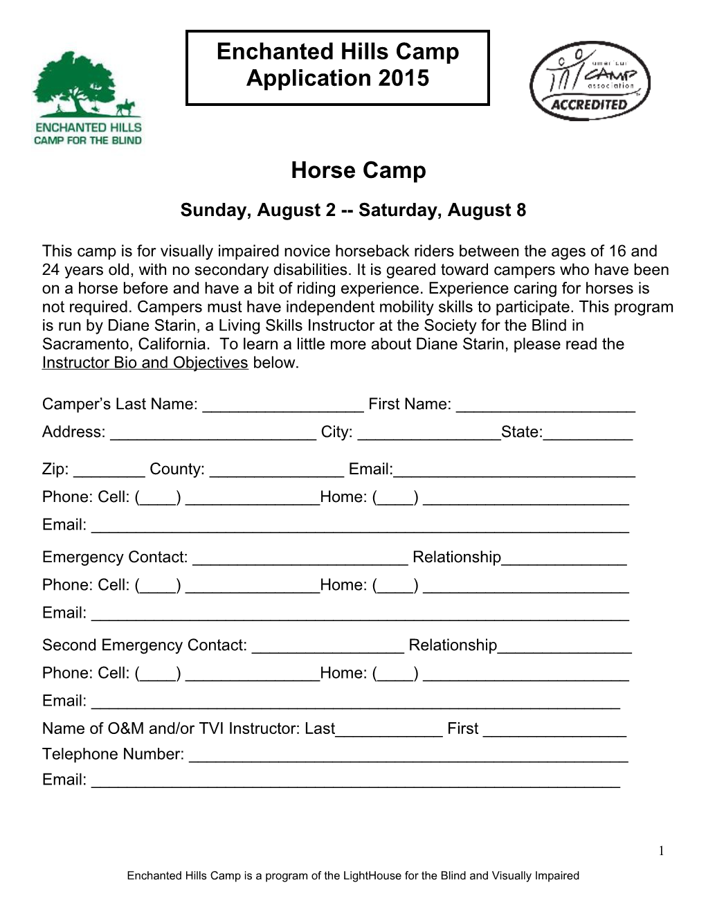 This Camp Is for Visually Impaired Novice Horseback Riders Between the Ages of 16 and 24