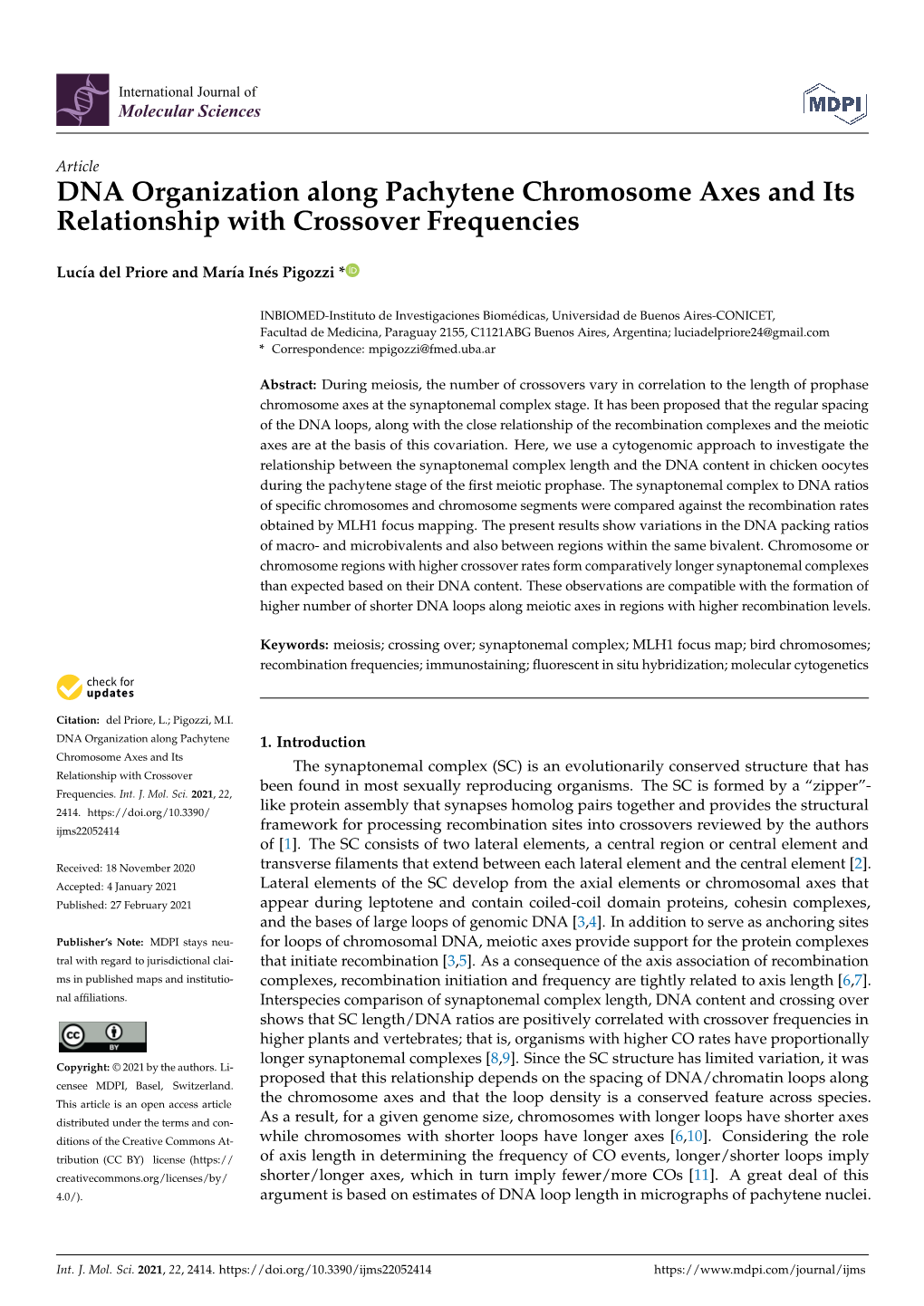 DNA Organization Along Pachytene Chromosome Axes and Its Relationship with Crossover Frequencies