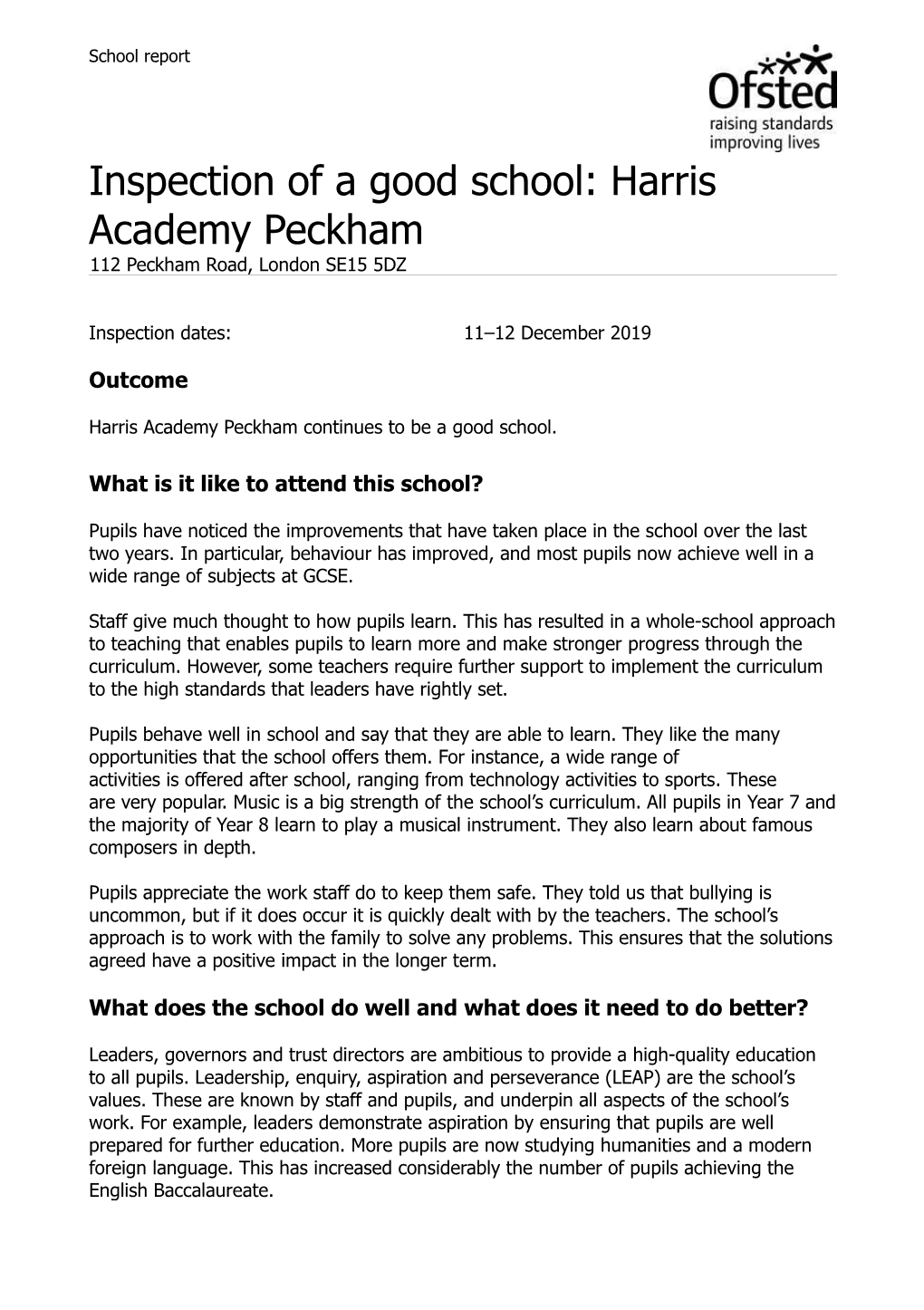 Harris Academy Peckham 112 Peckham Road, London SE15 5DZ