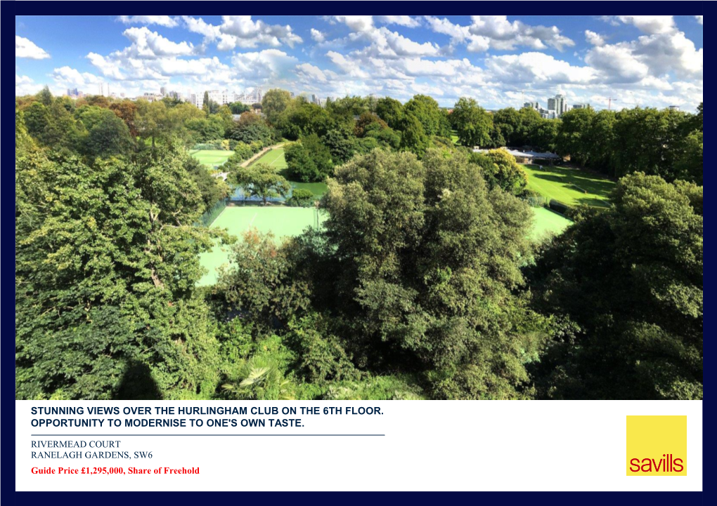 Stunning Views Over the Hurlingham Club on the 6Th Floor