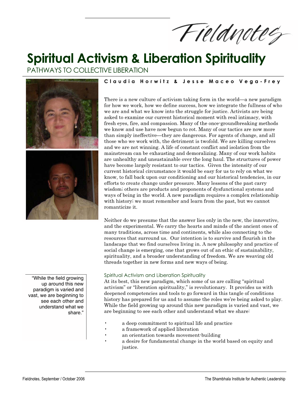 Spiritual Activism & Liberation Spirituality