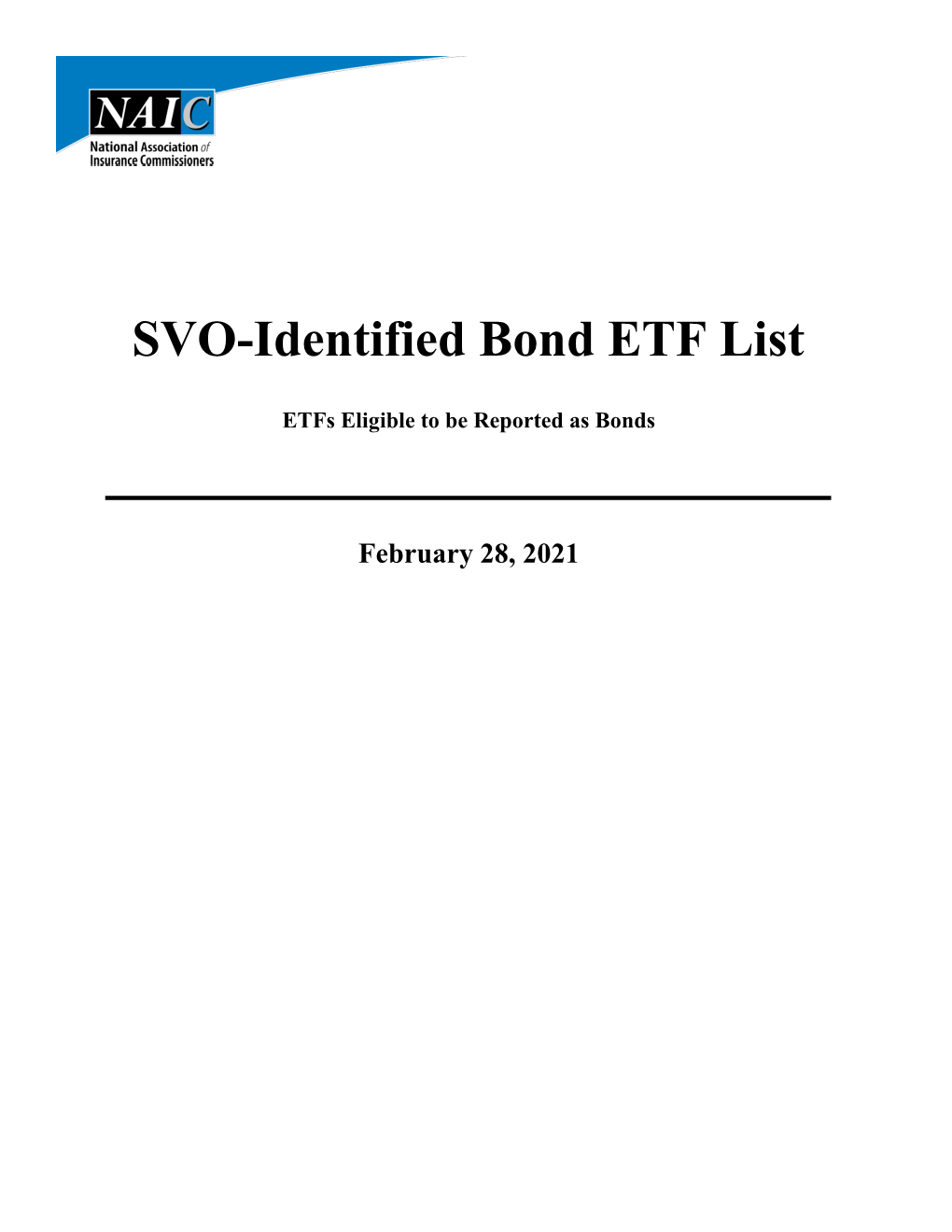 SVO-Identified Bond ETF List