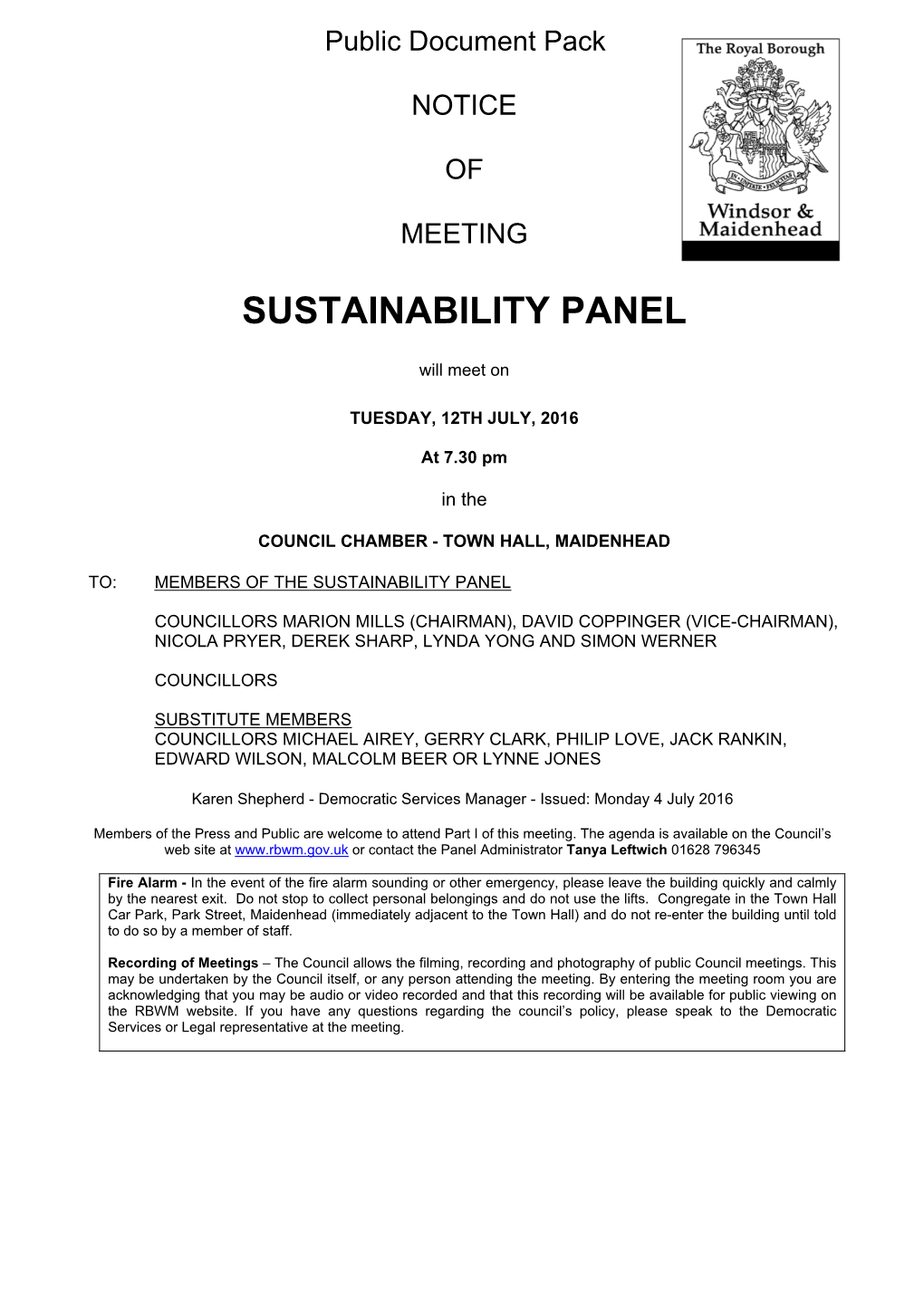 (Public Pack)Agenda Document for Sustainability Panel, 12/07/2016 19