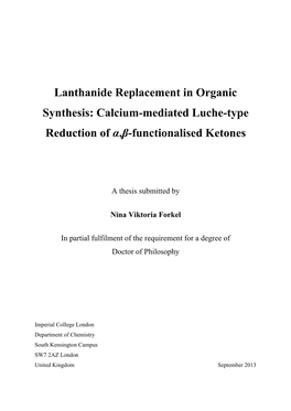 Lanthanide Replacement in Organic Synthesis: Calcium-Mediated Luche-Type Reduction of Α,Β-Functionalised Ketones