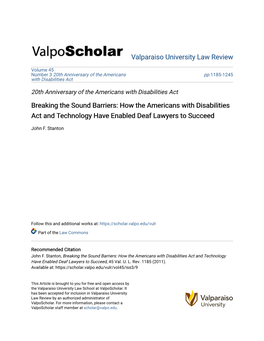 Breaking the Sound Barriers: How the Americans with Disabilities Act and Technology Have Enabled Deaf Lawyers to Succeed