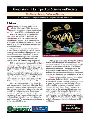 Genomics and Its Impact on Science and Society: the Human Genome Project and Beyond
