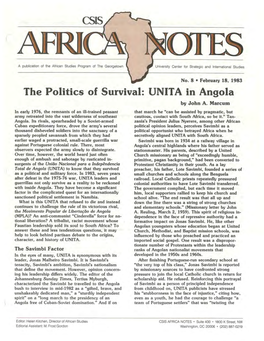The Politics of Survival: UNITA in Angola by John A