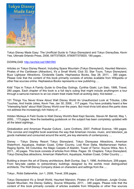 Download Tokyo Disney Made Easy: the Unofficial Guide to Tokyo Disneyland and Tokyo Disneysea, Kevin Yee, Ultimate Orlando Press
