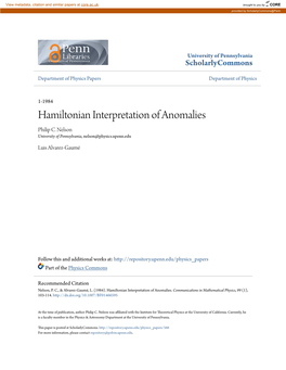 Hamiltonian Interpretation of Anomalies Philip C