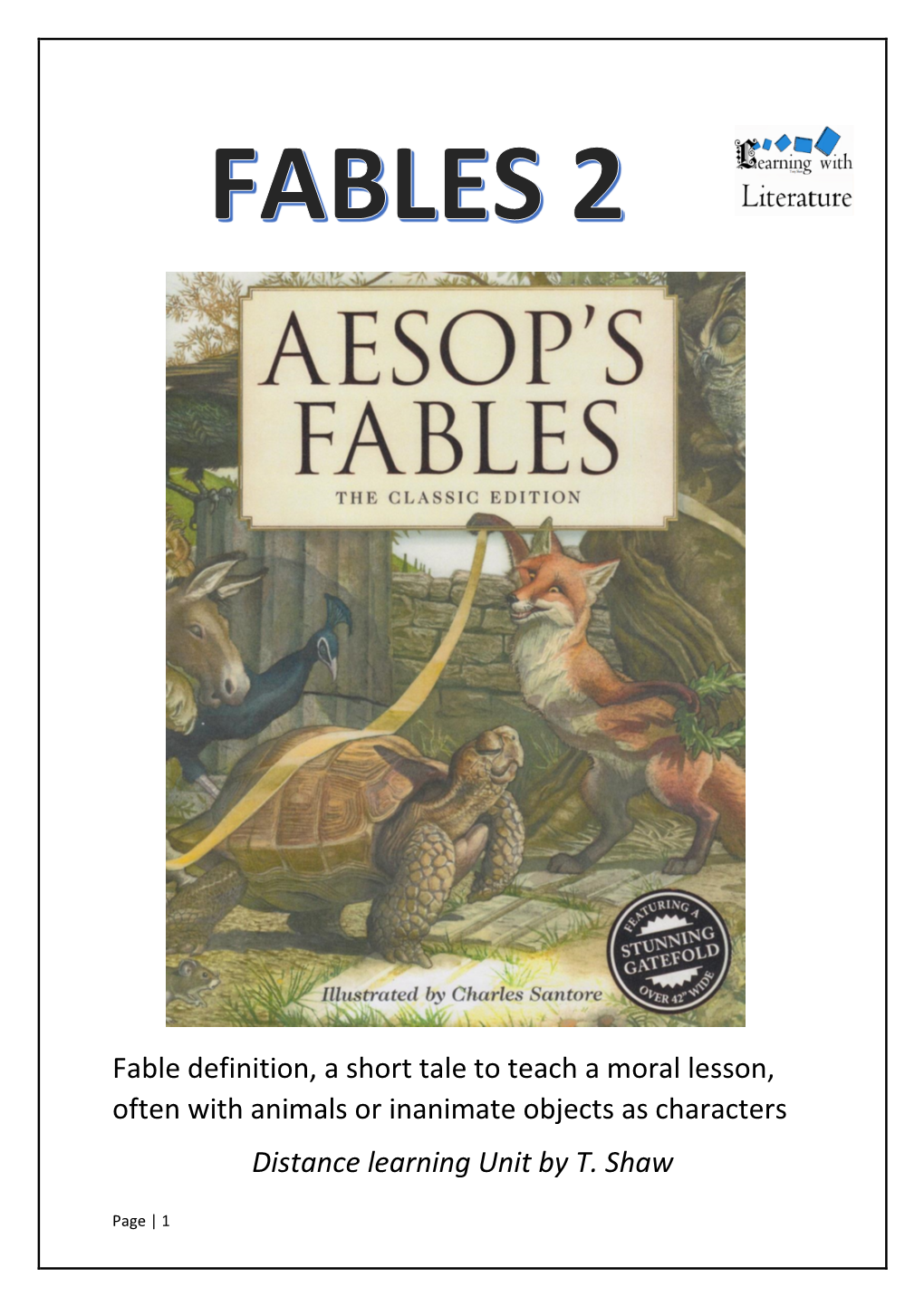 Fable Definition, a Short Tale to Teach a Moral Lesson, Often with ...