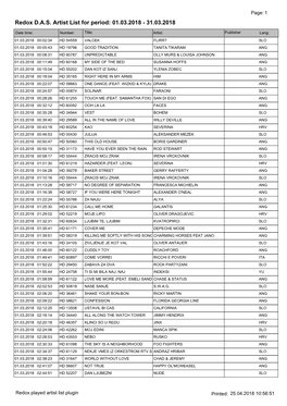 Redox DAS Artist List for Period: 01.03.2018