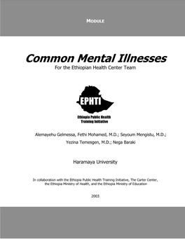 Common Mental Illnesses for the Ethiopian Health Center Team
