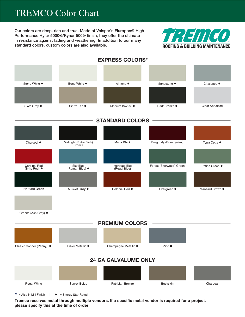 Tremco Dymonic Fc Color Chart