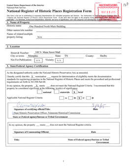 National Register of Historic Places Registration Form MAR 1 3 C015