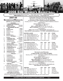 2008 Eiu Women's Basketball
