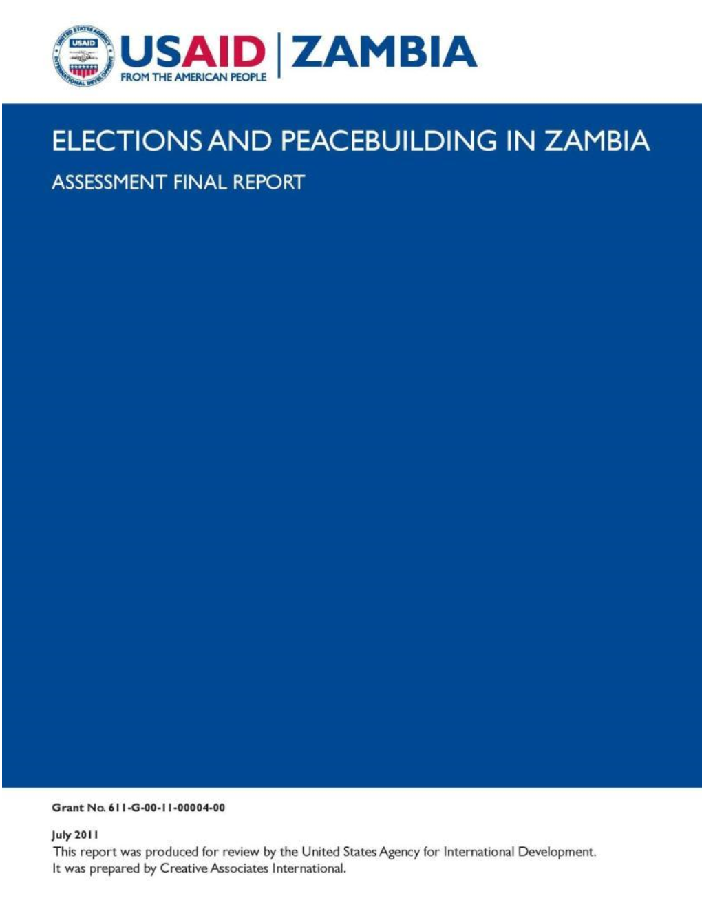 1 Elections and Peacebuilding in Zambia Assessment Final Report