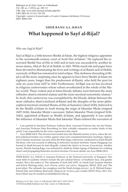 What Happened to Sayf Al-Rijal?