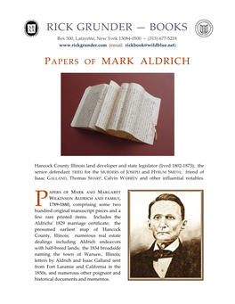 Papers of Mark Aldrich