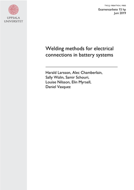 Welding Methods for Electrical Connections in Battery Systems