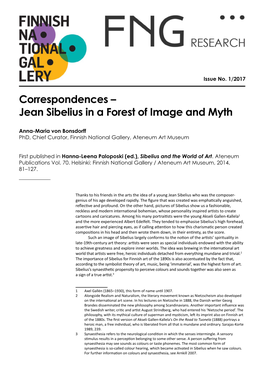 Correspondences – Jean Sibelius in a Forest of Image and Myth // Anna-Maria Von Bonsdorff --- FNG Research Issue No