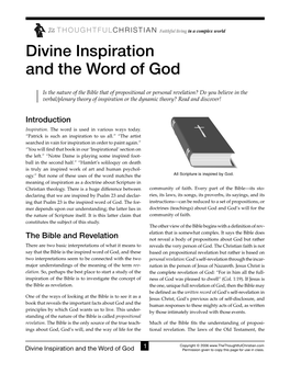Divine Inspiration and the Word of God