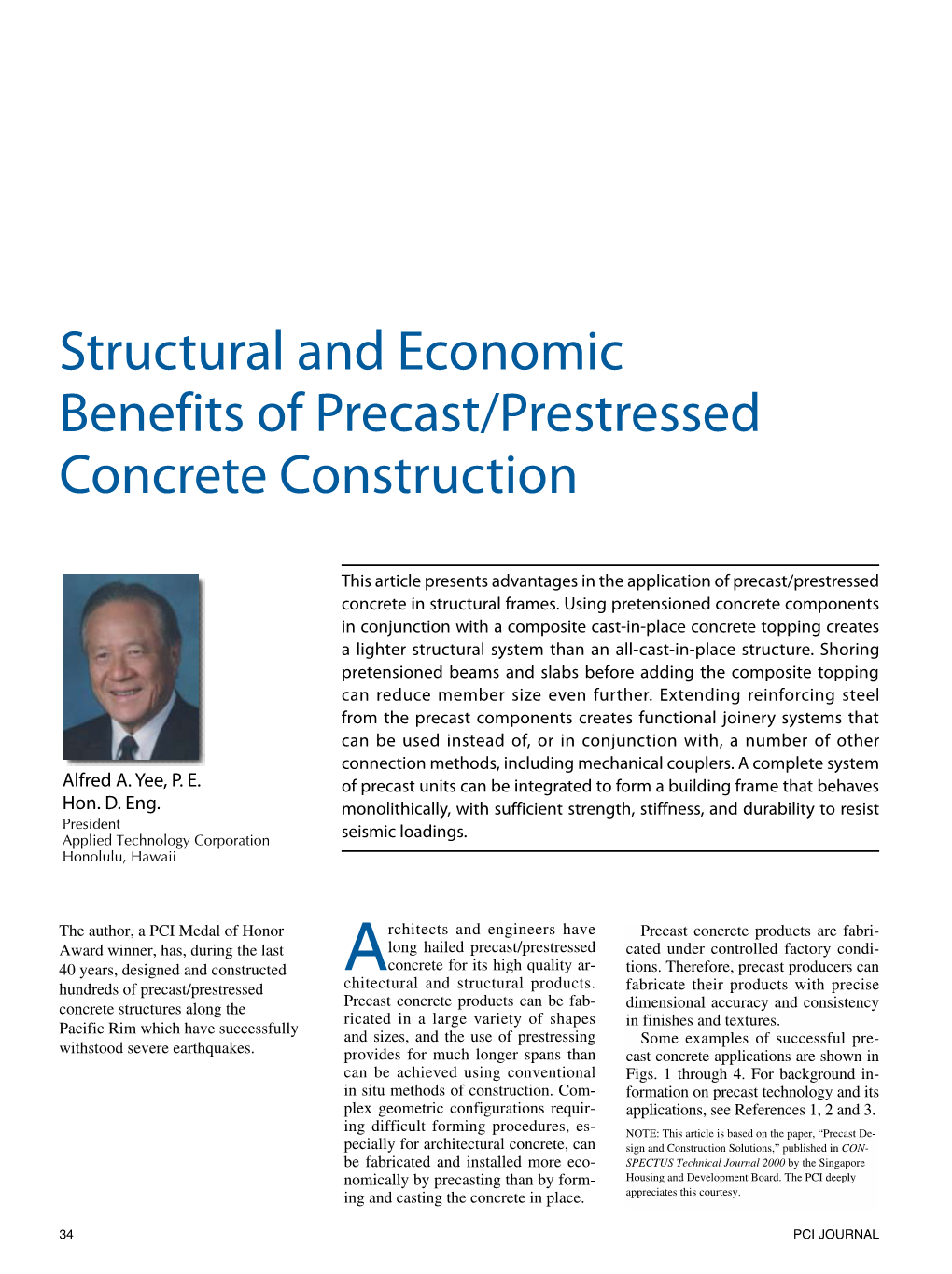 Structural and Economic Benefits of Precast/Prestressed Concrete Construction