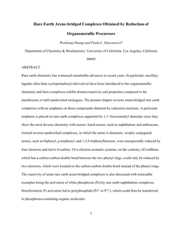 Rare Earth Arene-Bridged Complexes Obtained by Reduction Of