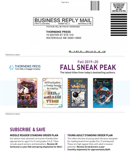FALL SNEAK PEAK the Latest Titles from Today's Bestselling Authors