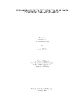 Stronger Security Notions for Trapdoor Functions and Applications