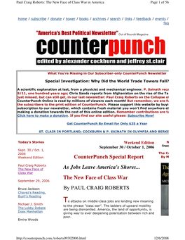 Counterpunch Special Report As Jobs Leave America's Shores... The