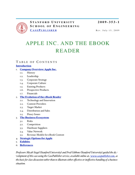 Apple Inc. and the Ebook Reader
