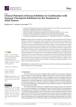Clinical Potential of Kinase Inhibitors in Combination with Immune Checkpoint Inhibitors for the Treatment of Solid Tumors