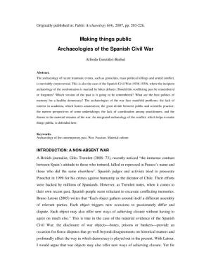 Making Things Public Archaeologies of the Spanish Civil War