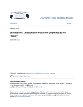 Book Review:" Christianity in India: from Beginnings to the Present"