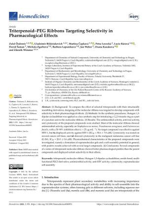Triterpenoid–PEG Ribbons Targeting Selectivity in Pharmacological Effects