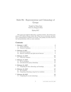 Math 99R - Representations and Cohomology of Groups