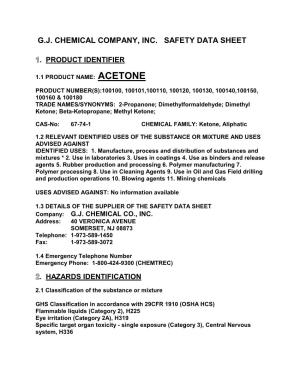 G.J. Chemical Company, Inc. Safety Data Sheet
