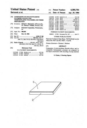 United States Patent (19) 11 Patent Number: 4,585,701 Bartoszek Et Al