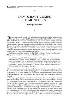 Democracy Comes to Mongolia