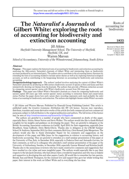 The Naturalist's Journals of Gilbert White: Exploring the Roots Of