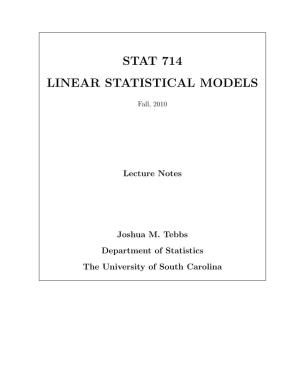 Stat 714 Linear Statistical Models