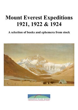 Mount Everest Expeditions 1921, 1922 & 1924